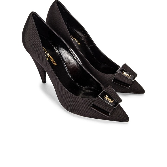 Saint Laurent Black Heels with Gold Accent - Picture 1 of 2